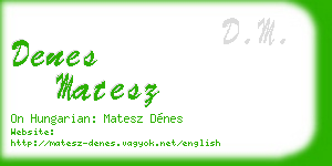 denes matesz business card